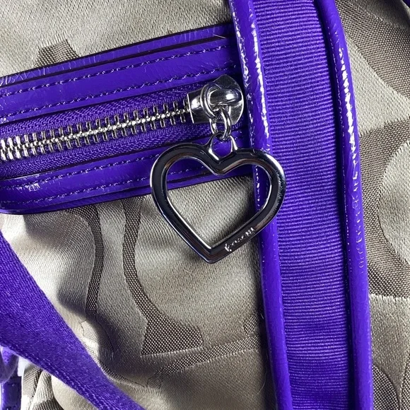 Coach Y2K‎ Poppy F20101 Shoulder hand Bag Khaki Purple Tote